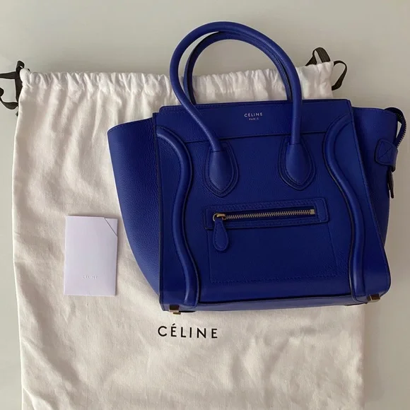 100% authentic Celine Drummed Calfskin Micro Luggage in indigo - Picture 7 of 16